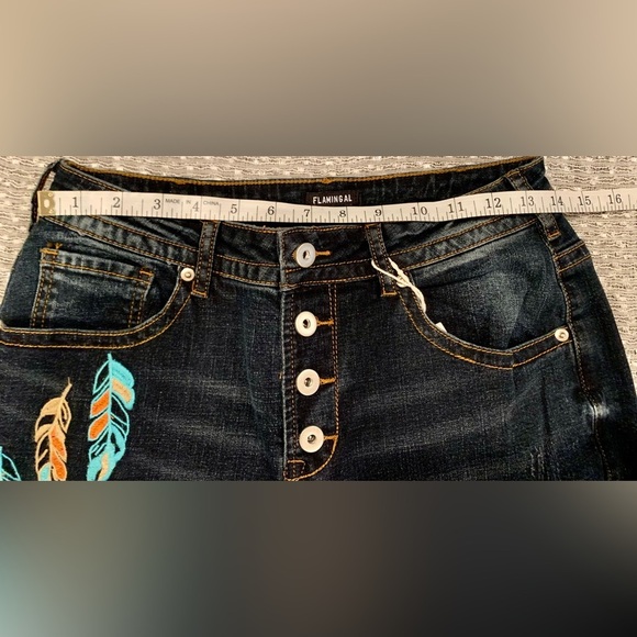 Flamingal Dark Wash Denim Jeans Curvy Fit NWT - L - Picture 9 of 11